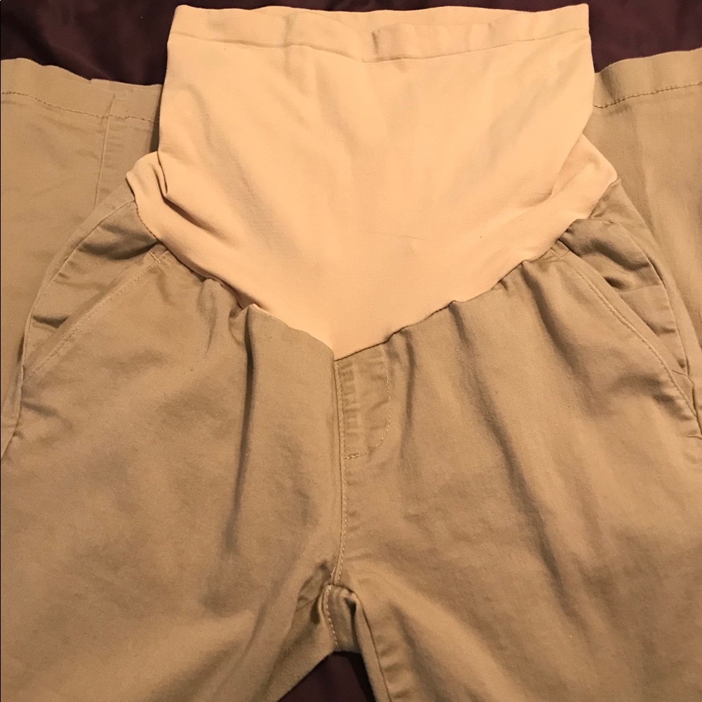 Khaki motherhood maternity dress pants